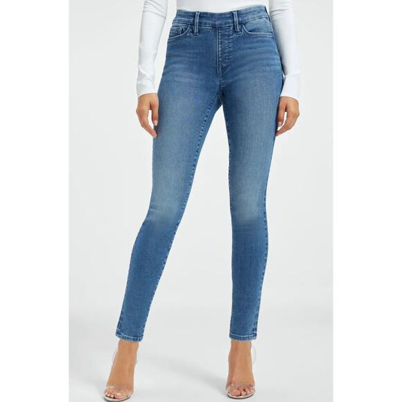 Good American Power Stretch Pull-On Skinny Jeans Mid-Indigo Size Small - Picture 1 of 10